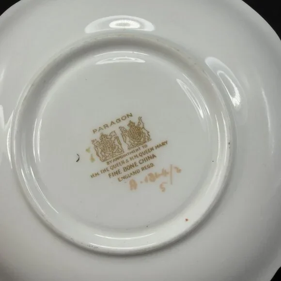 Antique Paragon Cabbage Rose Tea Cup and Saucer Set Heavy Gold Pattern England